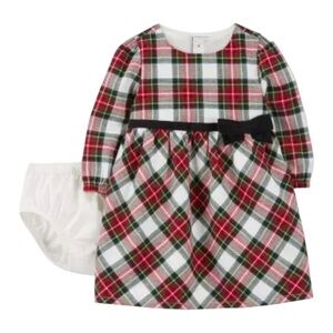 Carter's Classic Plaid Dress with Bow - Red, Green, Black, White